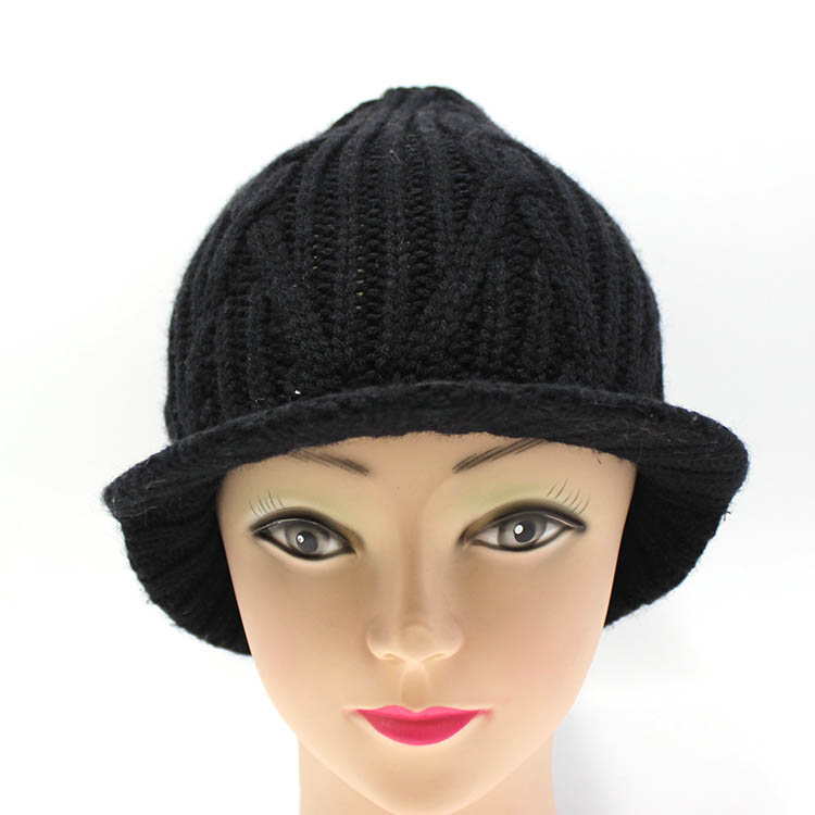 Knitted hat with brim custom, Hat factory